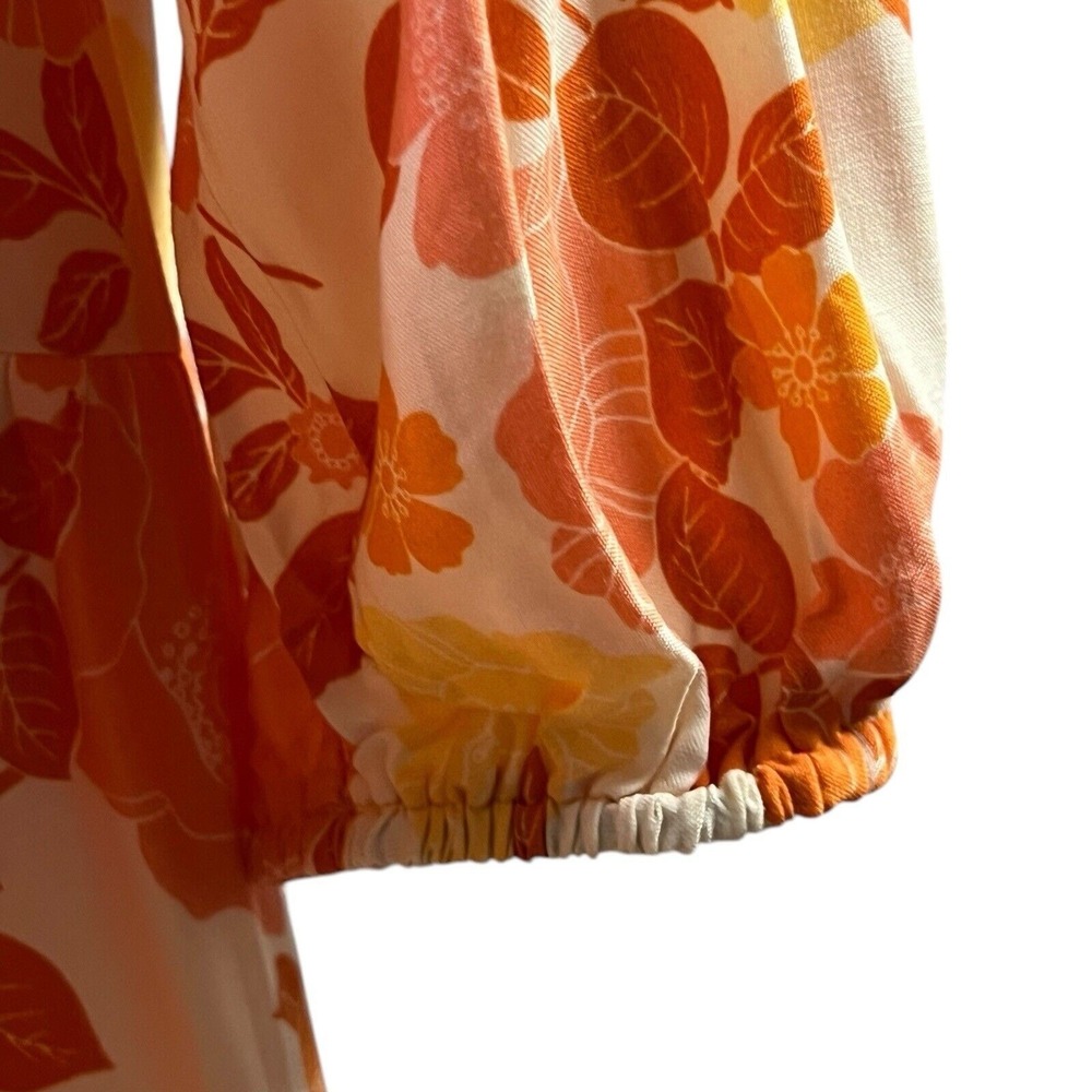 Petal And Pup Tiered Mini Dress 10 Orange Floral BOHO Cottagecore Flowy Romantic - Picture 4 of 11